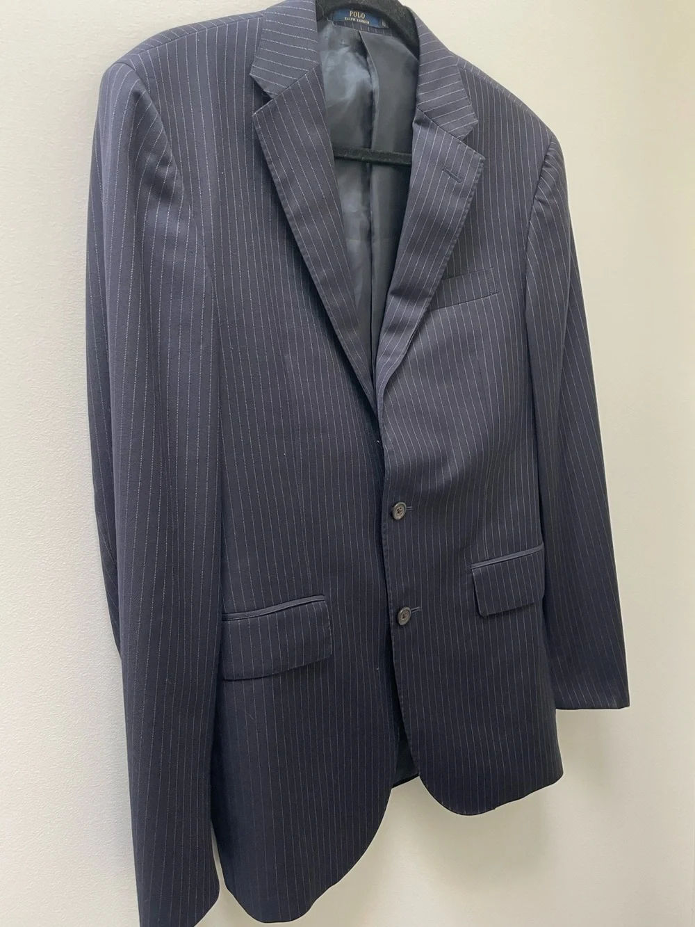 Polo Ralph Lauren Navy Pinstripe 100% Wool Two Button Blazer 38R
